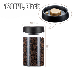 Locaupin Borosilicate Vacuum Canister Coffee Bean Tea Powder Glass Sealed Storage Airtight Leakproof Container Jar