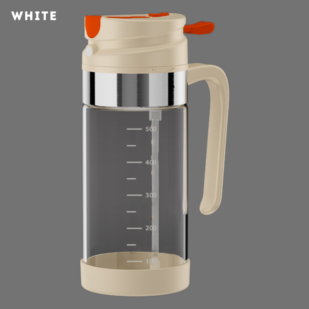 Locaupin 2 in 1 Borosilicate Glass Oil Spray and Dispenser Bottle Kitchen Condiments Container with 500 ml Capacity