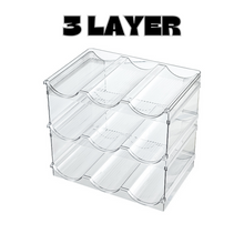 Load image into Gallery viewer, Locaupin Stackable Transparent Wine Bottle Organizer Water Bottle Tumbler Holder Space Saver Fridge Drawer Storage
