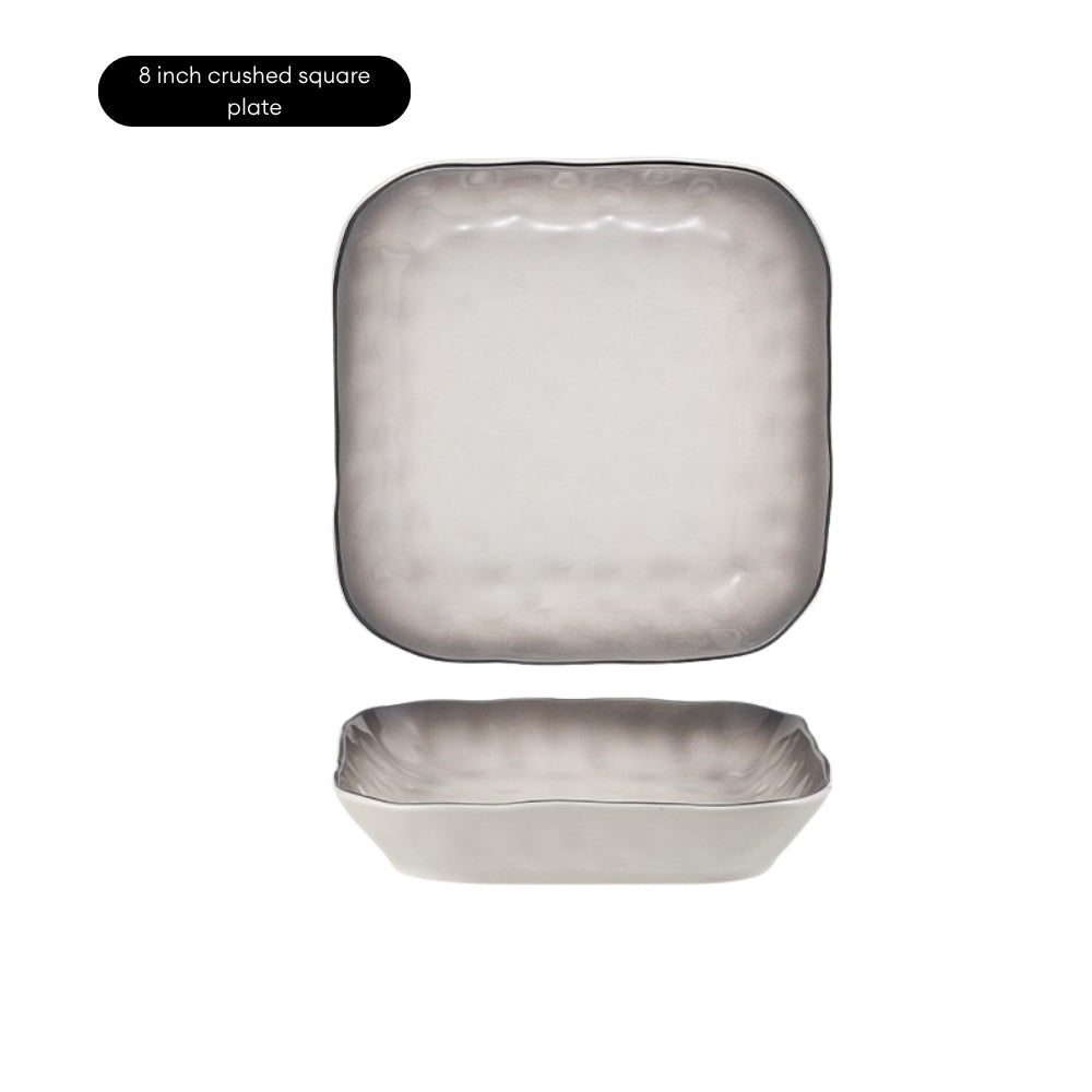 LOCAUPIN Minimalist Glazed Ceramic Dinnerware Microwave Oven Safe Multi-Size Plates and Bowls Dining Set Food Safe Plate