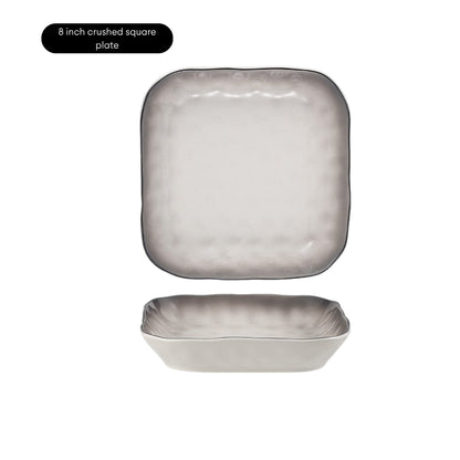 LOCAUPIN Minimalist Glazed Ceramic Dinnerware Microwave Oven Safe Multi-Size Plates and Bowls Dining Set Food Safe Plate