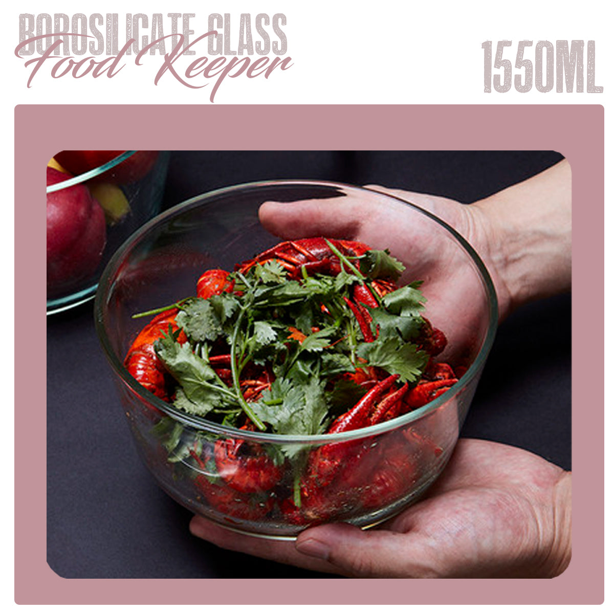 Locaupin Round Press Type Vacuum Cover Food Container Borosilicate Glass Leak-Proof Heat Cold Resistant Airtight Storage Leftover Fresh Keeper