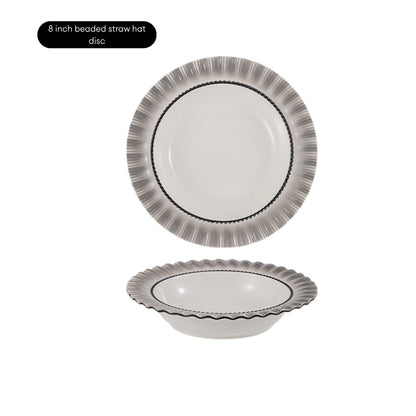 LOCAUPIN Minimalist Glazed Ceramic Dinnerware Microwave Oven Safe Multi-Size Plates and Bowls Dining Set Food Safe Plate