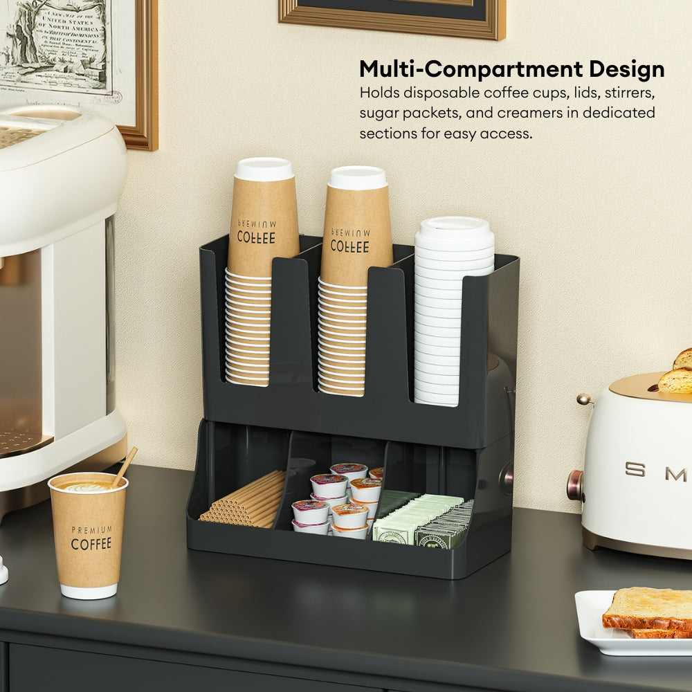LOCAUPIN Two Layer Wall Mounted Paper Cup Holder Multifunctional Storage Rack Coffee Cups Dispenser  Organizer
