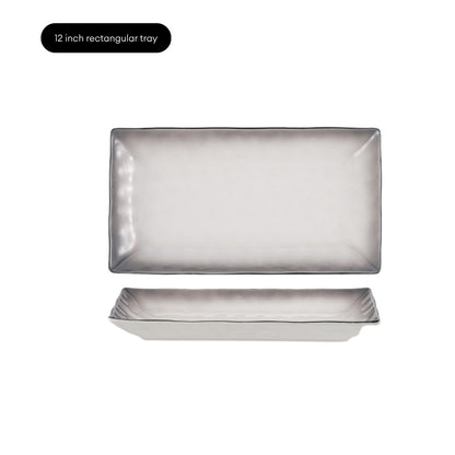 LOCAUPIN Minimalist Glazed Ceramic Dinnerware Microwave Oven Safe Multi-Size Plates and Bowls Dining Set Food Safe Plate