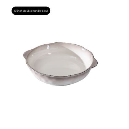 LOCAUPIN Minimalist Glazed Ceramic Dinnerware Microwave Oven Safe Multi-Size Plates and Bowls Dining Set Food Safe Plate