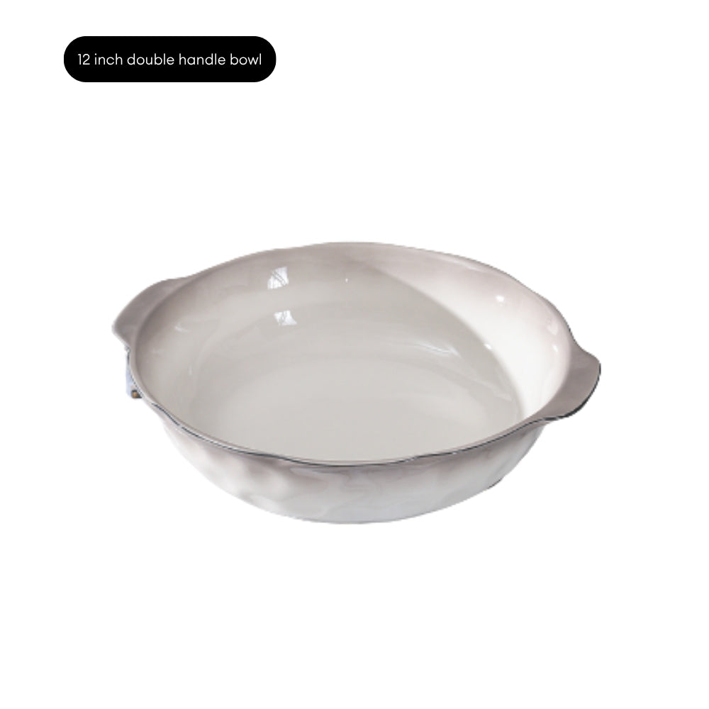 LOCAUPIN Minimalist Glazed Ceramic Dinnerware Microwave Oven Safe Multi-Size Plates and Bowls Dining Set Food Safe Plate