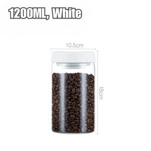 Locaupin Borosilicate Vacuum Canister Coffee Bean Tea Powder Glass Sealed Storage Airtight Leakproof Container Jar