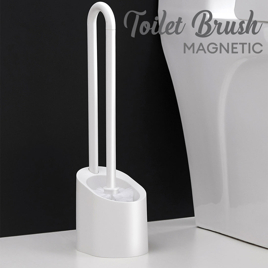 Locaupin Household Toilet Bowl Brush and Holder Stand Magnetic Handle Ventilated Quick Drying Bathroom Scrubber Deep Cleaning Tool