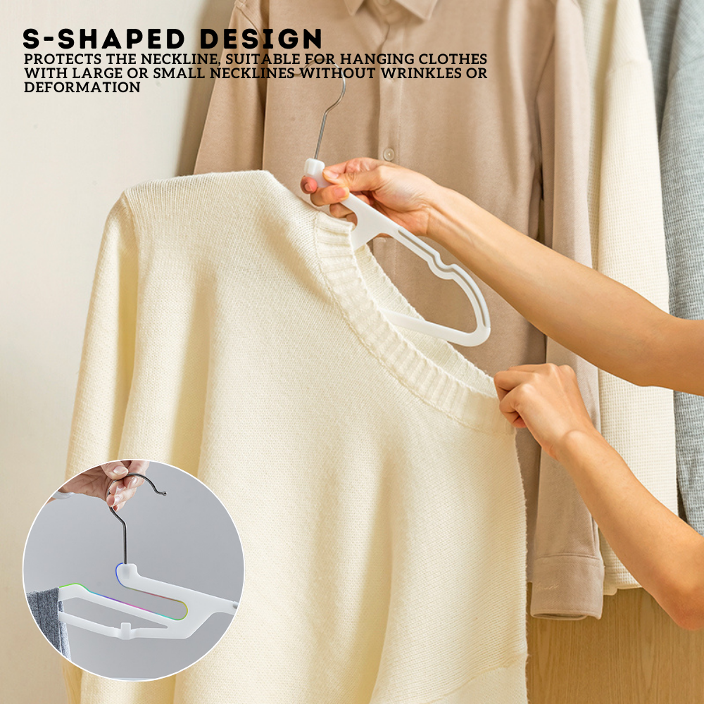 Locaupin 5pcs Anti-Slip Hanger with Hook Space Saving Clothes Holder Continuous Hanging Design Wardrobe Laundry Area Organizer