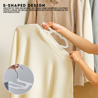Locaupin 5pcs Anti-Slip Hanger with Hook Space Saving Clothes Holder Continuous Hanging Design Wardrobe Laundry Area Organizer