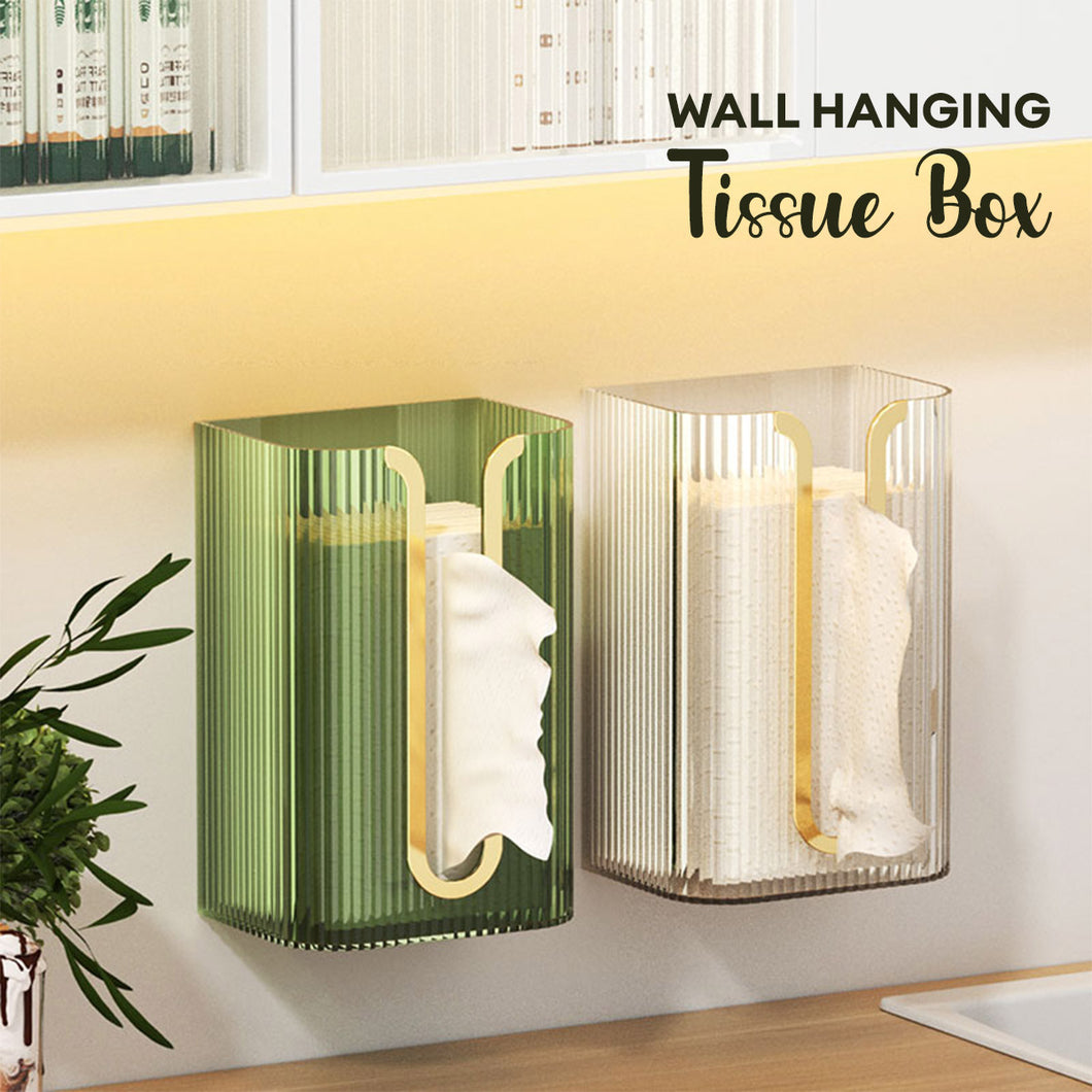 Locaupin Wall Mounted Clear Plastic Tissue Holder Bathroom Counter Toilet Paper Towel Storage Hanging Dispenser