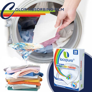 Locaupin 30 Sheets In-Wash Color Catcher Household Laundry Clothes Essential Absorbs Loose Dyes Prevents Discolouration