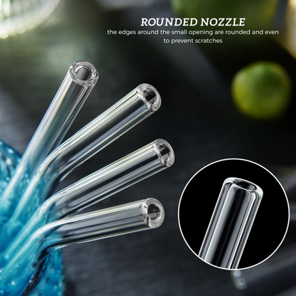Locaupin 5in1 Borosilicate Glass Straw Set Heat and Cold Resistant Reusable Drinking Bend Straight and Brush Accessories