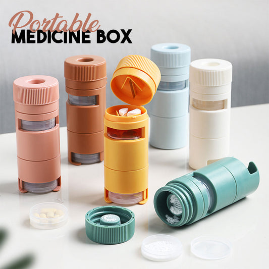 Locaupin Round Medicine Storage Multiple Compartment Pill Crusher and Grinder Vitamin Tablet Cutter Fine Powder For Family Office Travel Use