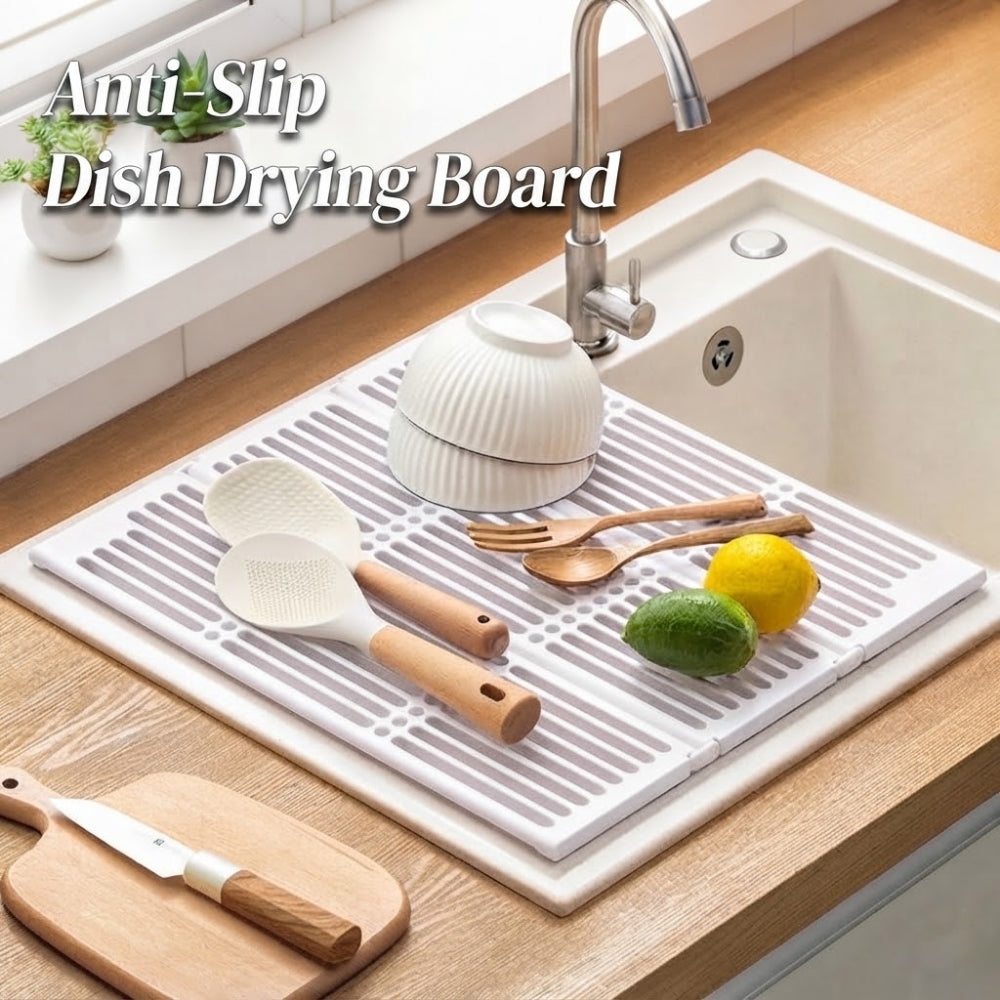 LOCAUPIN Foldable Anti-Slip Dish Drying Rack Space Saver Sink Organizer Over Sink Multifunctional Kitchen Drainer Board