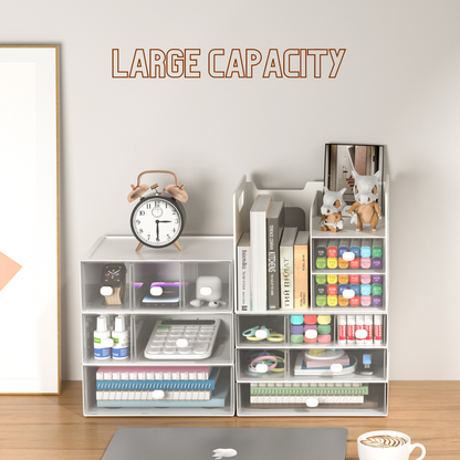 LOCAUPIN Multifunctional Office Desktop Drawer Organizer Stationery Cosmetic Storage Display Shelf