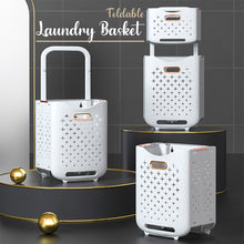 Load image into Gallery viewer, Locaupin Double Layer Removable Storage Basket Foldable Rolling Laundry Hamper with Wheels Dirty Clothes Organizer
