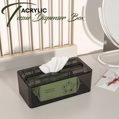 Locaupin Tinted Grey Rectangular Facial Tissue Dispenser Desktop Dresser Napkin Holder Box Bathroom Paper Sheet Container Storage