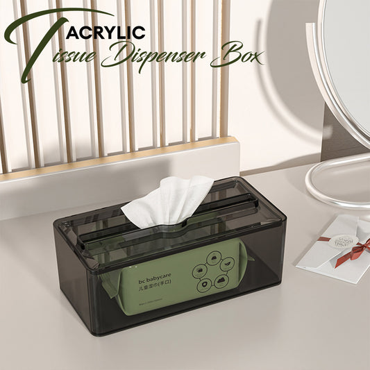 Locaupin Tinted Grey Rectangular Facial Tissue Dispenser Desktop Dresser Napkin Holder Box Bathroom Paper Sheet Container Storage
