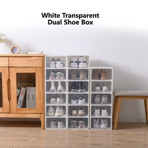 3pcs Set Stackable Shoe Box Cabinet Sneaker Organizer Dual Opening Dust Proof Display Case Bin