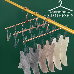 Locaupin Aluminum Laundry Drying Socks Baby Clothes Underwear Hanger Clips Indoor Outdoor Closet Organizer