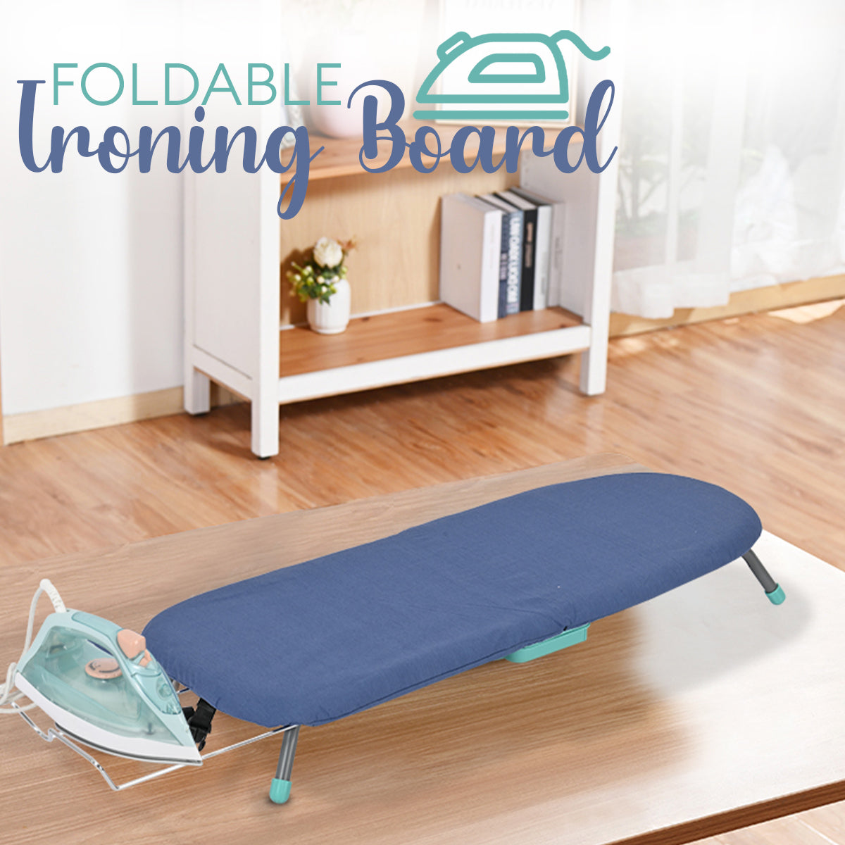 Locaupin Foldable Table Top Ironing Board with Iron Holder Portable Non Slip Feet Wall Hanging Strap Home Dormitory Travel Use