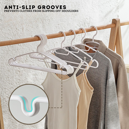 Locaupin 5 Pieces Anti-Slip Hanger with Groove Design Heavy Duty Flexible Wardrobe Laundry Organizer High Quality Clothes Holder