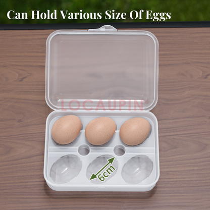 Locaupin Portable Egg Storage Container 2/4/6 Compartment for Kitchen Fridge and Outdoor Camping - Transparent Organizer