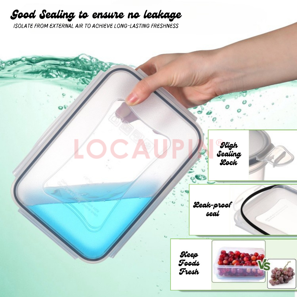 Locaupin Fresh Keeping Food Storage Airtight Leakproof Refrigerator Organizer Ideal for Meal Prep and Preserving Leftovers