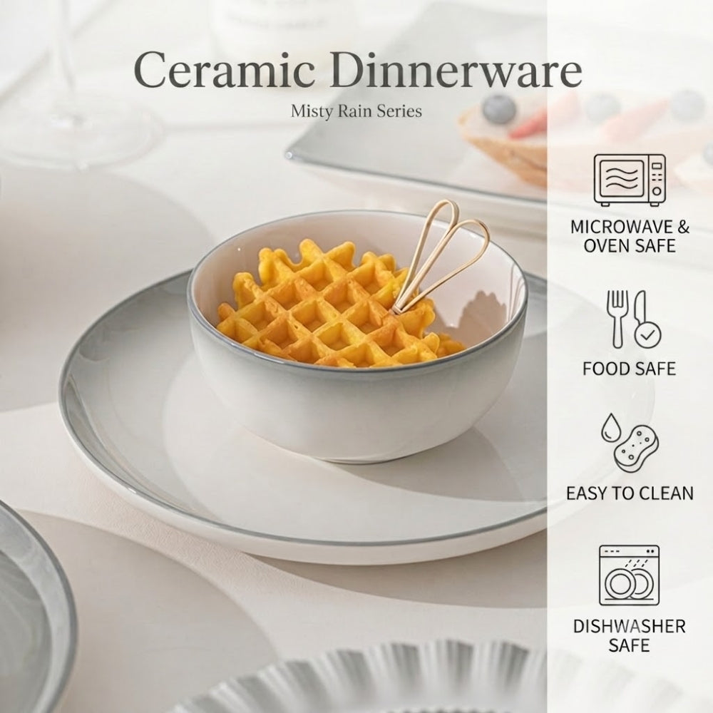 LOCAUPIN Ceramic Elegant Modern Dinnerware Microwave & Oven Safe High Quality Ceramic Bowl Plates Tableware Collection