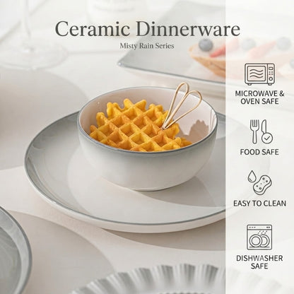 LOCAUPIN Ceramic Elegant Modern Dinnerware Microwave & Oven Safe High Quality Ceramic Bowl Plates Tableware Collection
