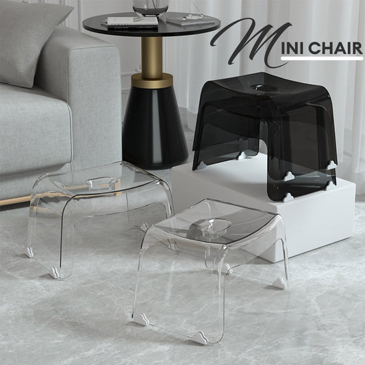Locaupin Transparent Mini Chair Non Slip Waterproof Foot Step Stool Shower Low Bench Bathroom Seat