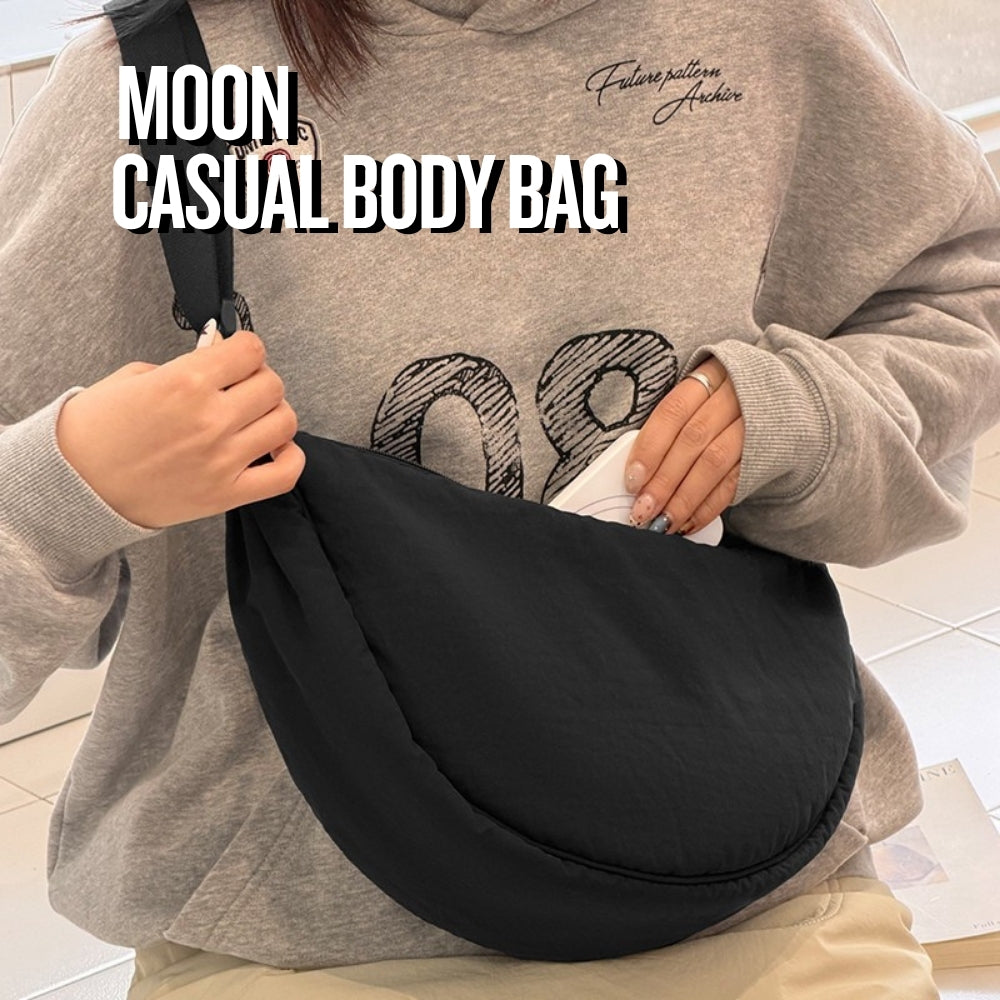 LOCAUPIN Moon Casual Cross Body Bag Nylon Messenger Bag Dumpling bag Portable Men and Women Simple Shoulder Sling Bag