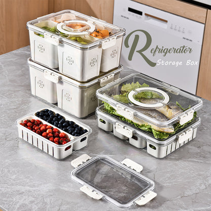 LOCAUPIN Food Container Washing Fruit Vegetable Storage Locking Lid Fridge Organizer Compartment
