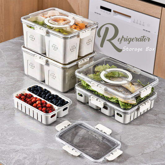 LOCAUPIN Food Container Washing Fruit Vegetable Storage Locking Lid Fridge Organizer Compartment