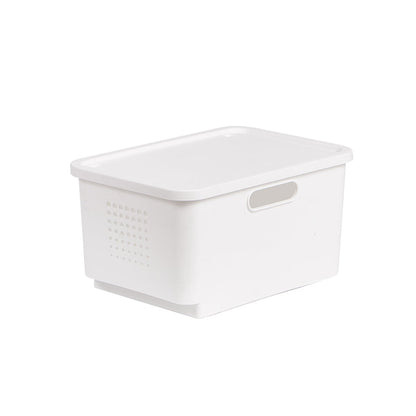 Locaupin Multipurpose White Storage Box Organizer Bin Front Wheel Easy Transport Handle Closet Shelf Container with Lid