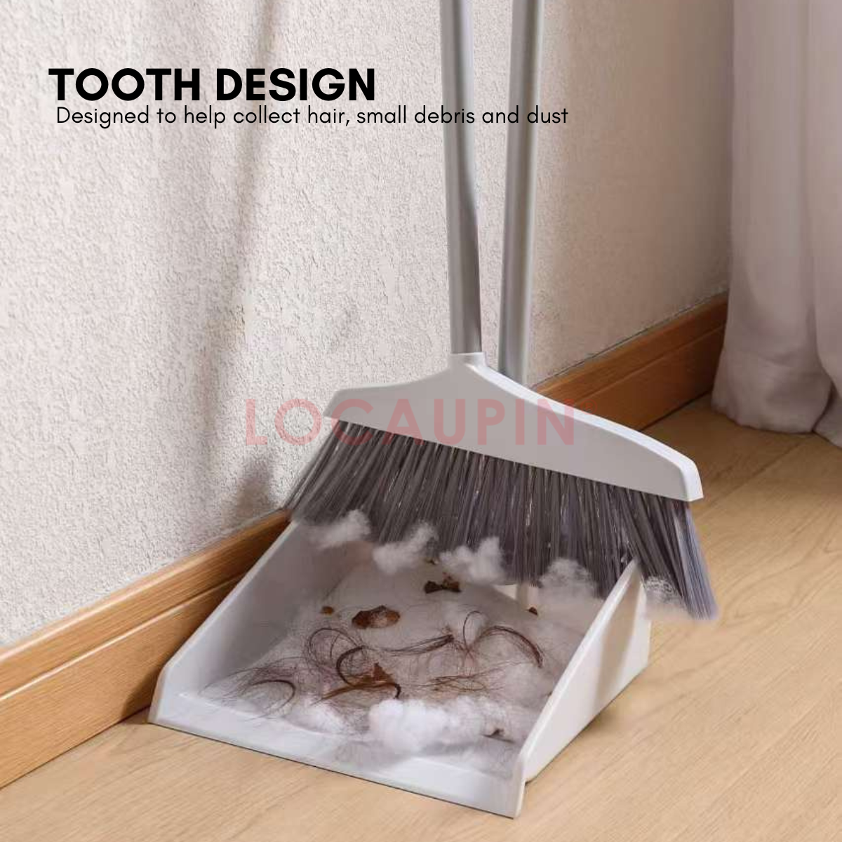Locaupin Broom and Dustpan Set Household Floor Cleaning Tool High Quality Material Long Handle Sweeper Sturdy and Durable Cleaner