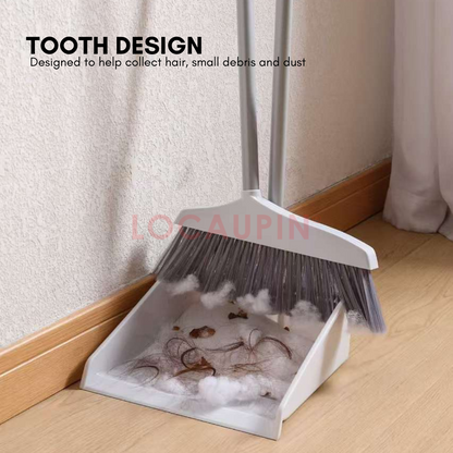 Locaupin Broom and Dustpan Set Household Floor Cleaning Tool High Quality Material Long Handle Sweeper Sturdy and Durable Cleaner