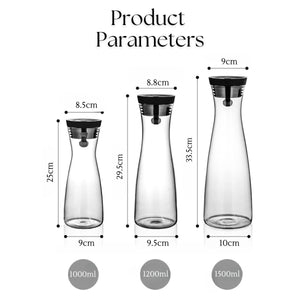 LOCAUPIN Water Pitcher Borosilicate Glass Jug Stovetop Safe Juice Container Hot Cold Drink Beverages