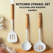 Load image into Gallery viewer, Locaupin SET Kitchen Utensil Non Stick Heat Resistant Cooking Tools with Wooden Handle Minimalist Silicone Bundle of Kitchenware
