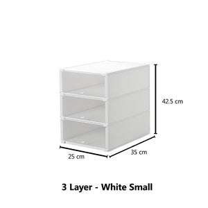 Set of 3 Shoe Box Multifunctional Cabinet Organizer Sneaker Display Case Stackable Closet Storage Container