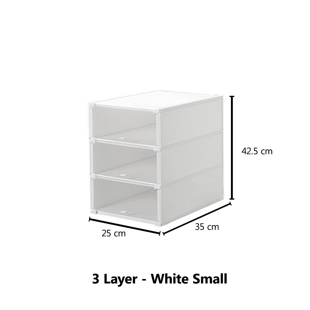 3pcs Set Stackable Shoe Box Cabinet Sneaker Organizer Dual Opening Dust Proof Display Case Bin