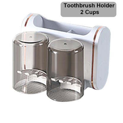 Locaupin Bathroom Organizer Wall Mounted Toothbrush Holder Cup Space Saving Multifunctional Toothpaste Comb Shampoo Storage Shelf