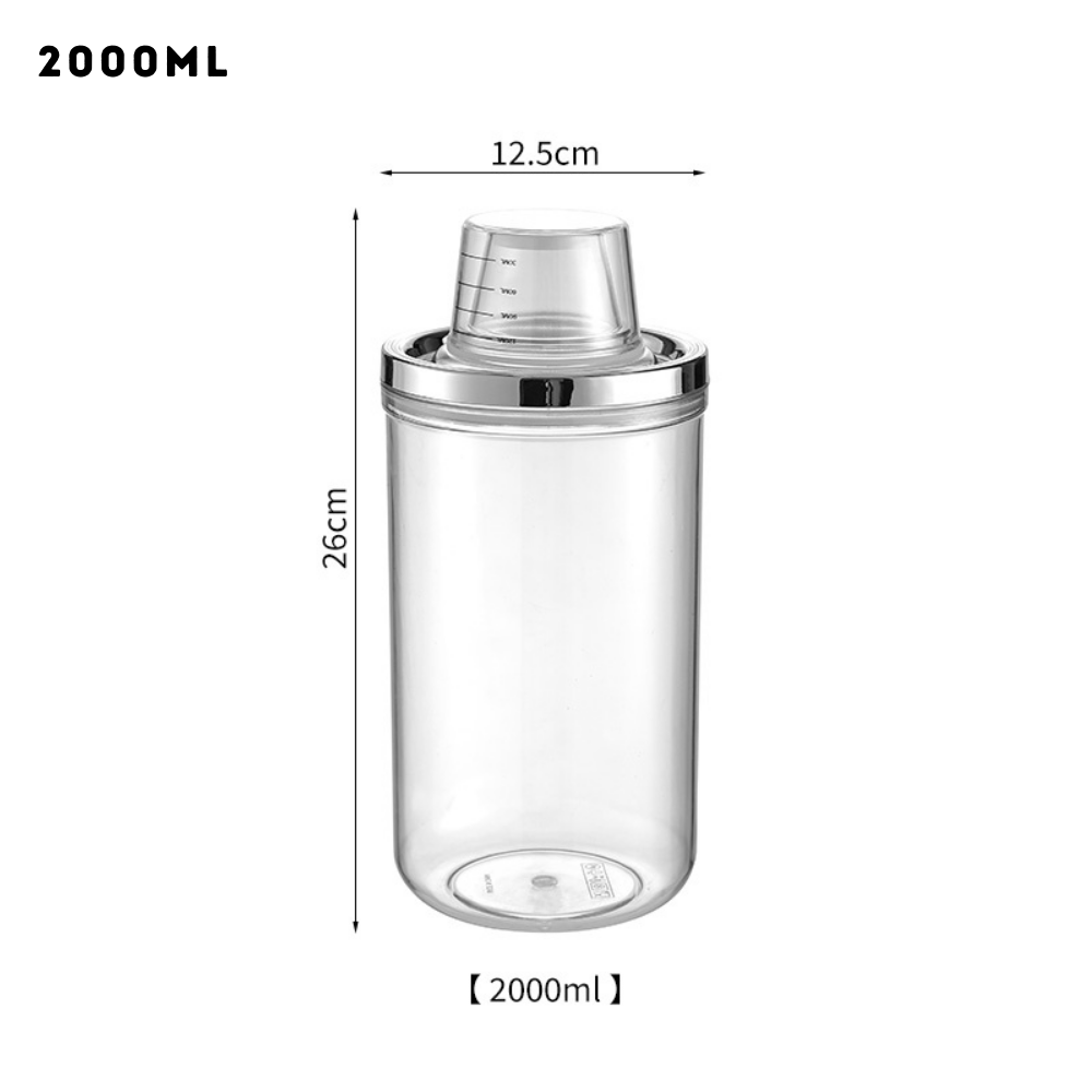 Locaupin Transparent Airtight Canister with Measuring Cup Lid Dust-Proof Insect-Proof Moisture-Proof Beans Grains Flour Storage