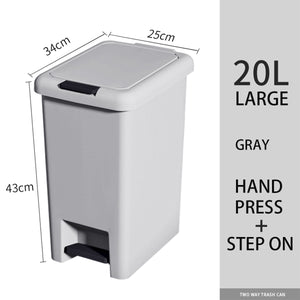 Locaupin Multipurpose Two Way Opening Trash Can Foot Pedal Press Lid Recycling Bin Garbage Container Wastebasket