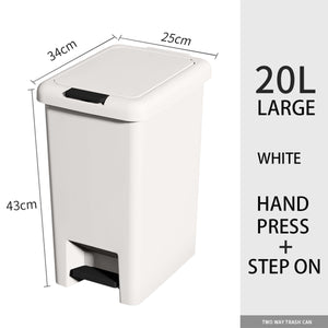 Locaupin Multipurpose Two Way Opening Trash Can Foot Pedal Press Lid Recycling Bin Garbage Container Wastebasket