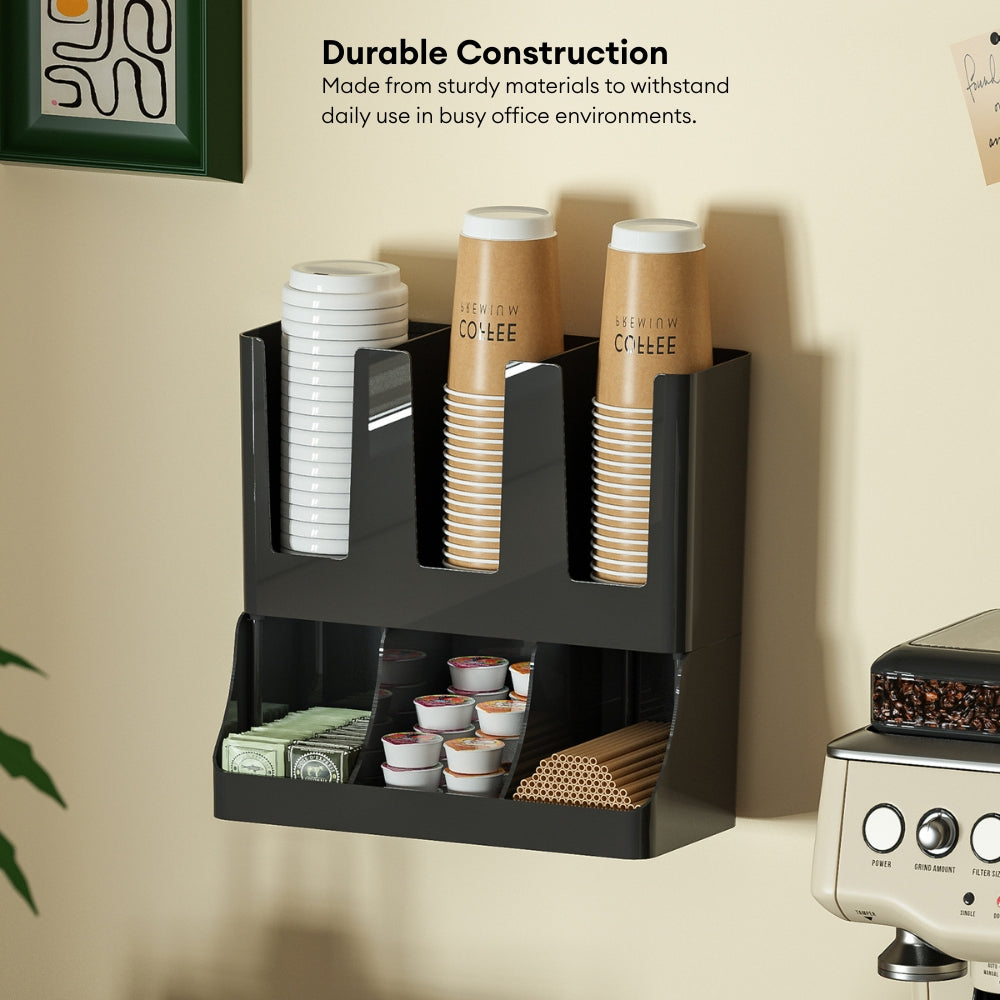 LOCAUPIN Two Layer Wall Mounted Paper Cup Holder Multifunctional Storage Rack Coffee Cups Dispenser  Organizer