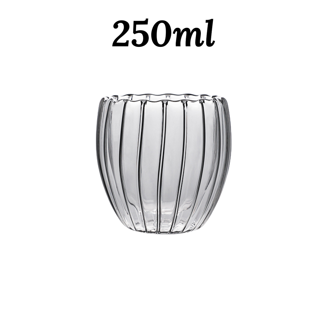 Locaupin Aesthetic Stripe Design Double Wall Glass Drinking Cup Hot-Cold Resistant Borosilicate Drinkware Coffee Juice Water Mug