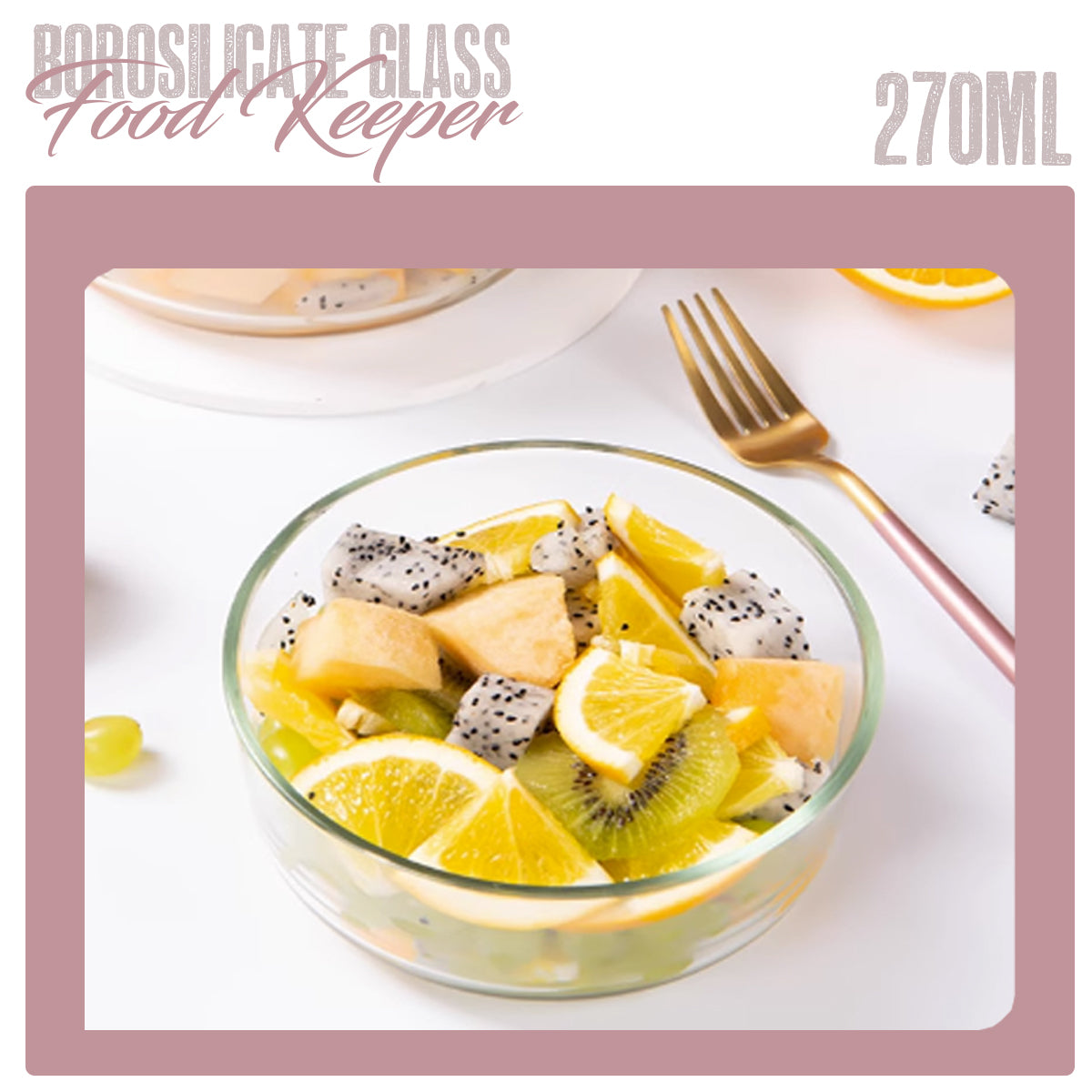 Locaupin Round Press Type Vacuum Cover Food Container Borosilicate Glass Leak-Proof Heat Cold Resistant Airtight Storage Leftover Fresh Keeper